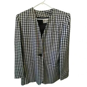 Le Suit Blazer Jacket Women’s 10 Black & White Vintage
